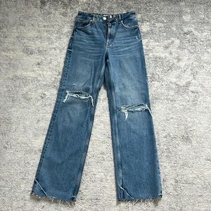 ZARA distressed high rise jeans